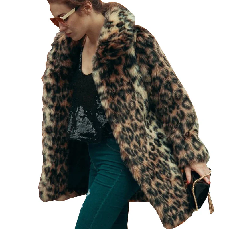 

SHZQ Новая модная женская зимняя меховая куртка 2021 Европейский стиль женское Свободное пальто с леопардовым принтом женское премиальное пал...