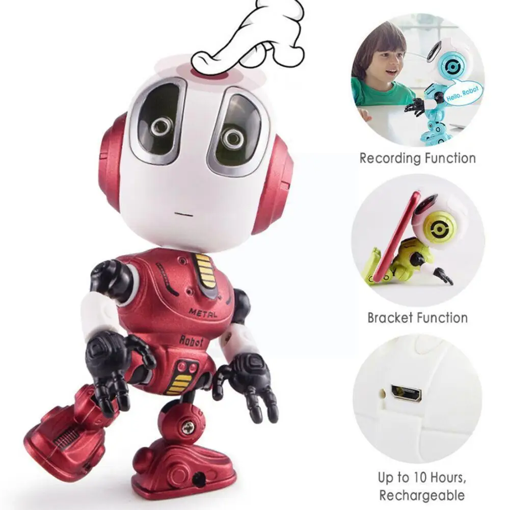 Recording Rc Alloy Robot Sensing LED Eyes Voice Music Gift Deformation Model Kids Toy Body DIY Multi-function M9O9 | Игрушки и хобби