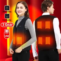 6 areas warming heated vest men women electric heated jacket outdoor usb charging under heating vest fleece heating clothes