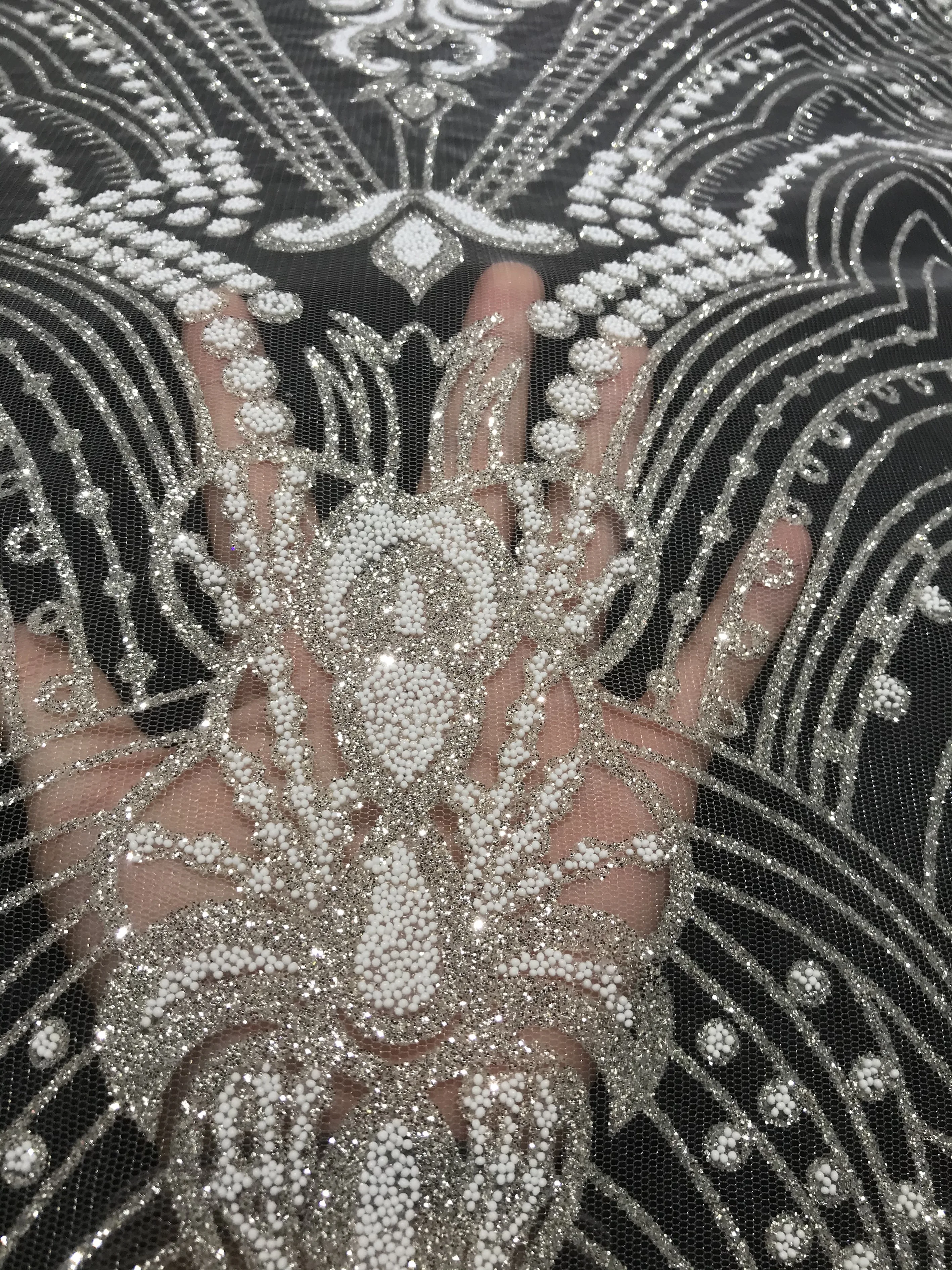 Платиновый серебристый цвет с белыми бусинами высокое качество французская