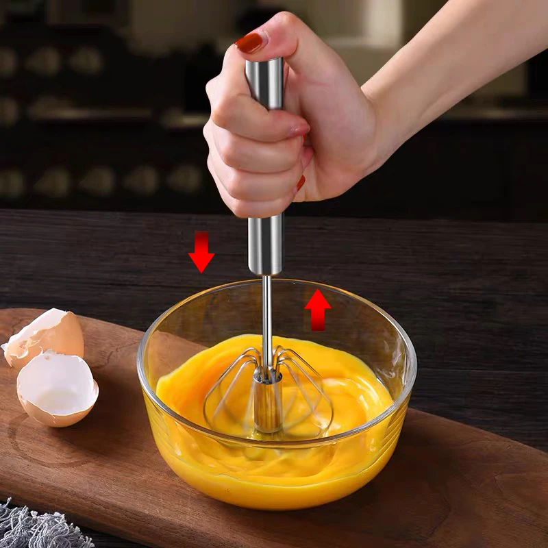 

Hot Sale Semi-automatic Mixer Egg Beater Manual Self Turning Stainless Steel Whisk Hand Blender Egg Cream Stirring Kitchen Tools