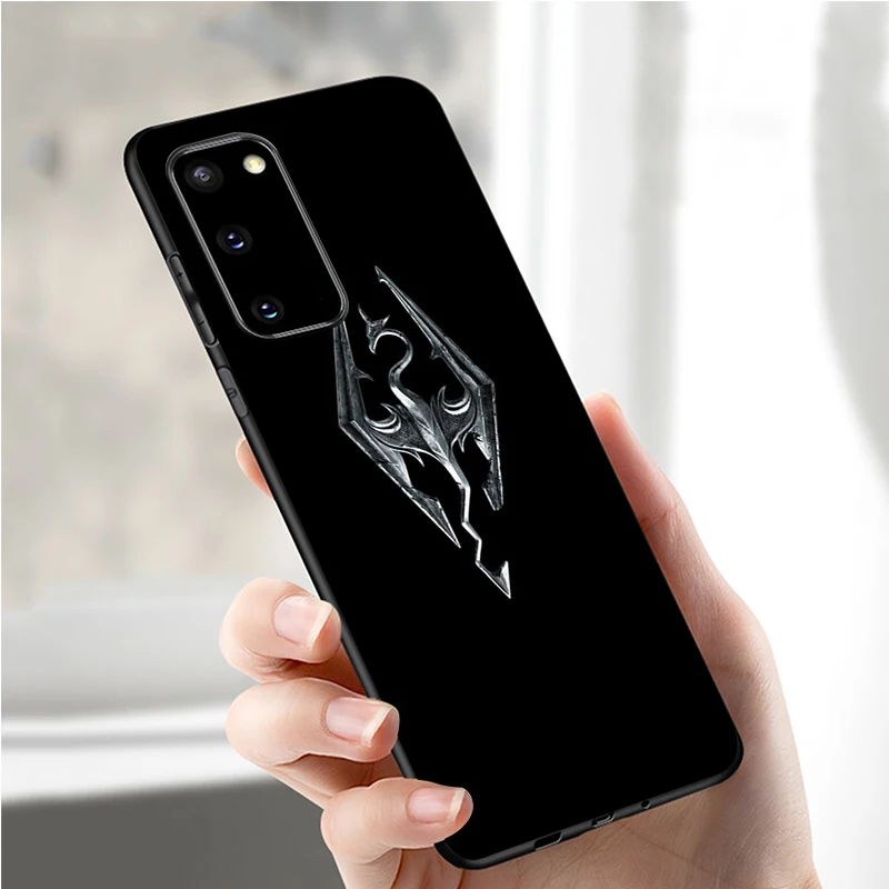 Черный силиконовый чехол Skyrim с логотипом для Samsung S21 S20 A11 S10 S10E S9 S8 Plus Lite Note10 Note20