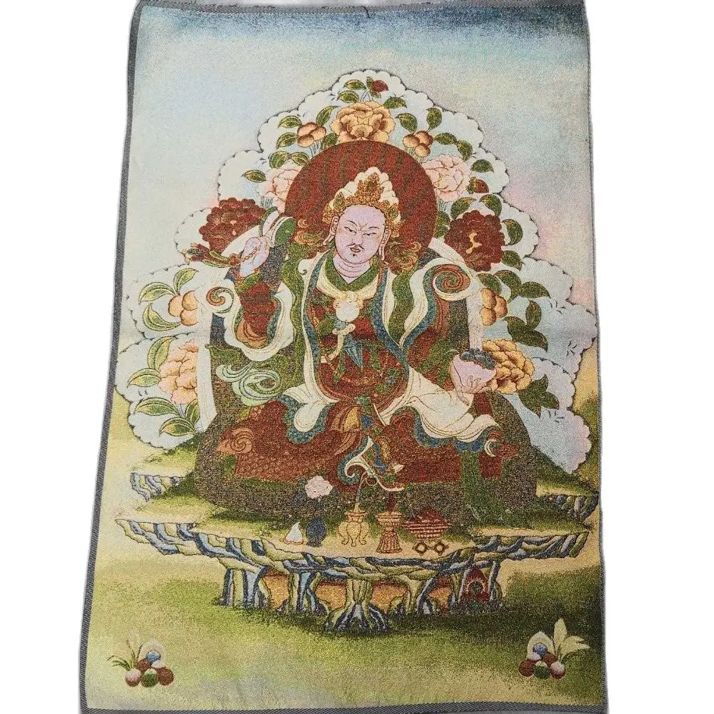 

China old Tibet silk Thangka like hanging painting fengshui Yellow Jambhala portrait