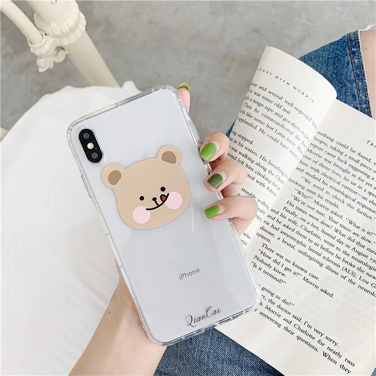 Niceking для iPhone 6, 6s, 7, 8 Plus, X, XR, XS Max, чехол с милым мультяшным медведем, Кроликом, мягкий ТПУ чехол для телефона, для iPhone 11 Pro, Max, чехол