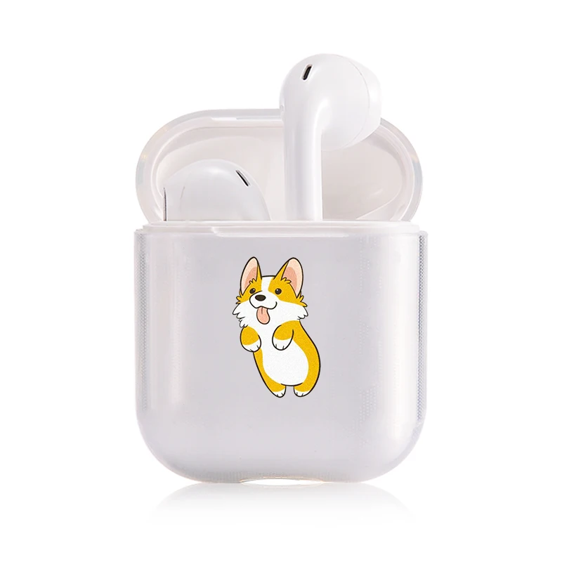Жесткий прозрачный чехол для наушников Apple airpods 1 чехол Роскошные домашние животные собака корги прозрачный Air Pods чехол для Airpods 2 защитный чехол