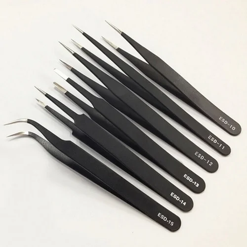 

ESD Safe Anti-Static Stainless Steel Tweezers Set Maintenance Repair Tools