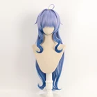 Парик для косплея Genshin Impact Ganyu, 80 см, синий цвет, искусственная кожа головы, синтетический парик из термостойкого волокна + бесплатная шапочка для парика