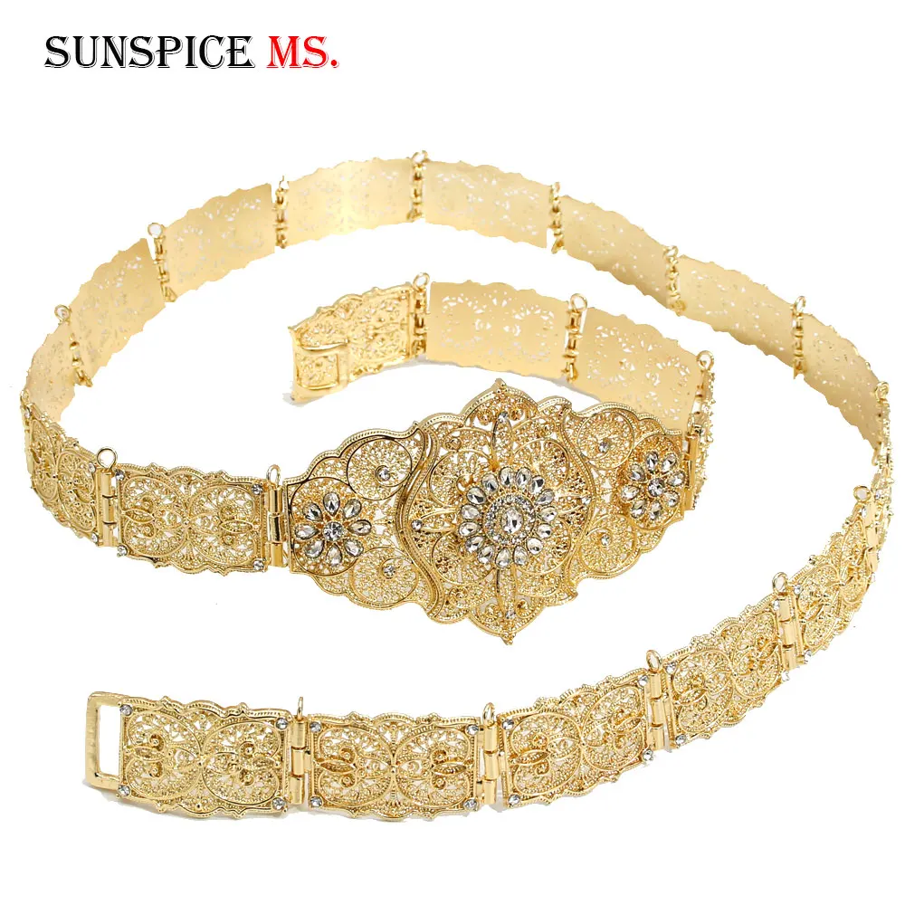 Sunspicems Caftan пояс Марокко для женщин с цепью на талии регулируемая длина Кристалл