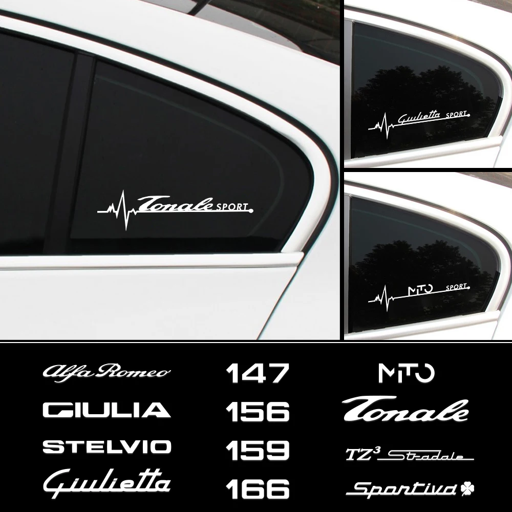 

2PCS Auto Side Window Decals Body Styling Stickers For Alfa Romeo Giulia Stelvio MiTo Giulietta Tonale 147 156 159 166 GT 4C TZ3