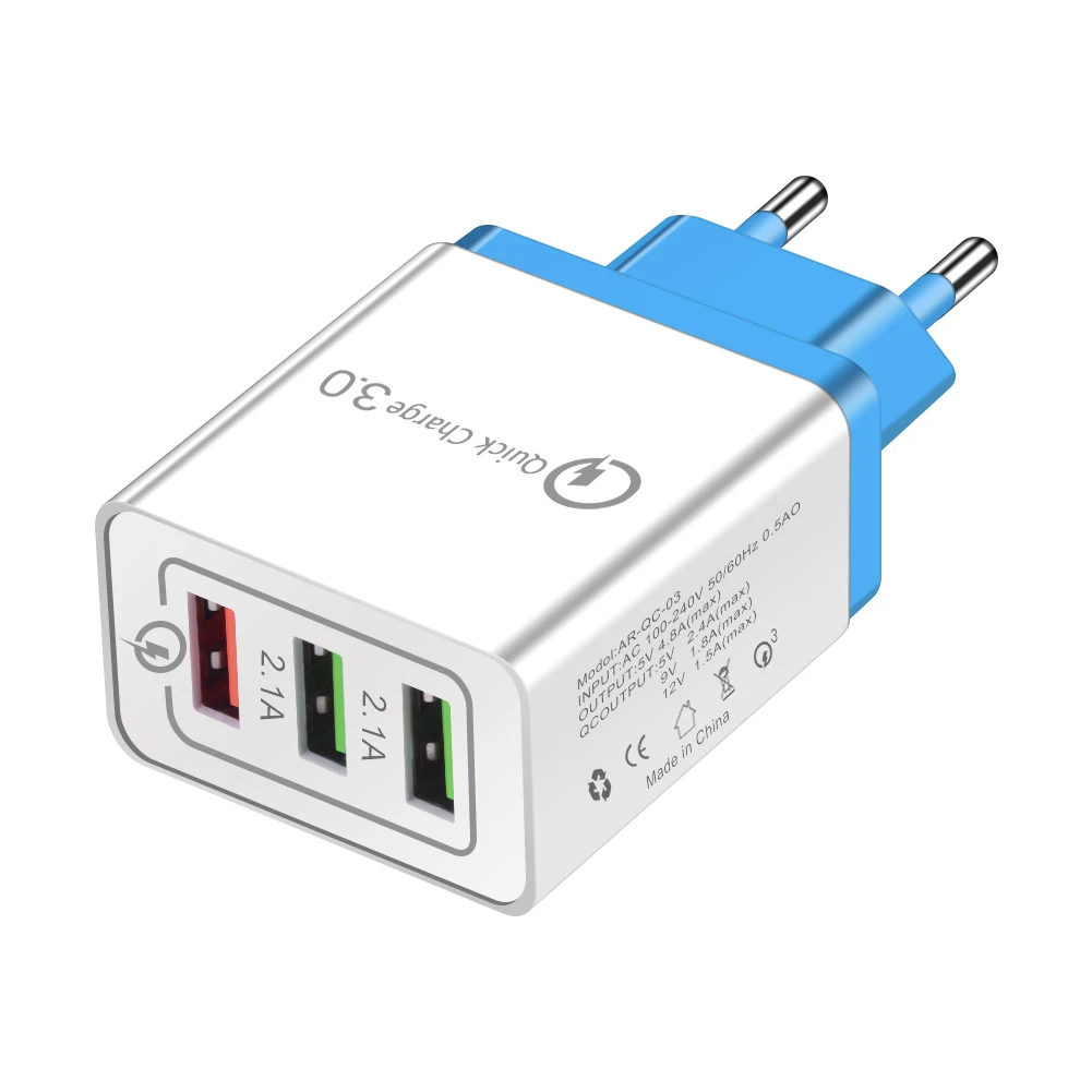 3 порта Быстрая зарядка 3,0 USB зарядное устройство Быстрая зарядка настенное зарядное устройство адаптер ЕС США мобильный телефон для iphone ipad мини samsung Xiaomi