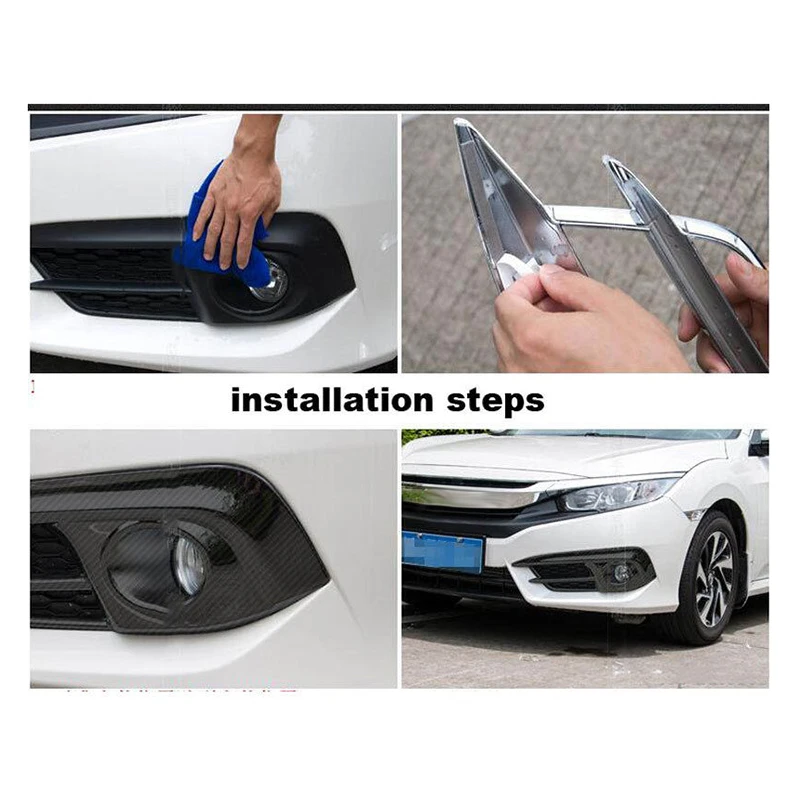 

1 Pair Carbon Fiber Front Bumper Fog Light Lamp Cover Grille for Honda Civic 10Th 2016 2017 2018 Car Styling
