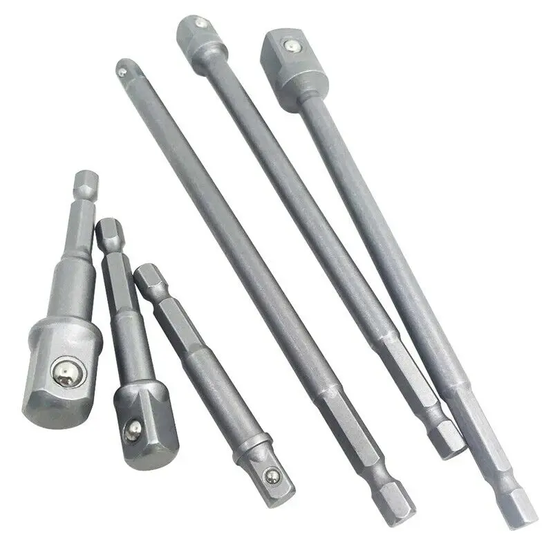 

6 Pcs Hex Shank Socket Adapter Drill Bit Extension Set 1/4 - 3/8 -1/2 -Inch
