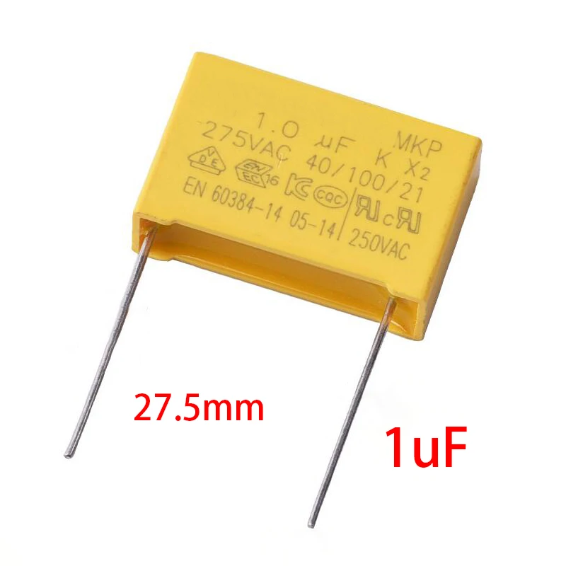 Защитный конденсатор X2 5 шт. 27 мм 275 В переменного тока 1 2 мкФ Ф 3 полипропиленовый