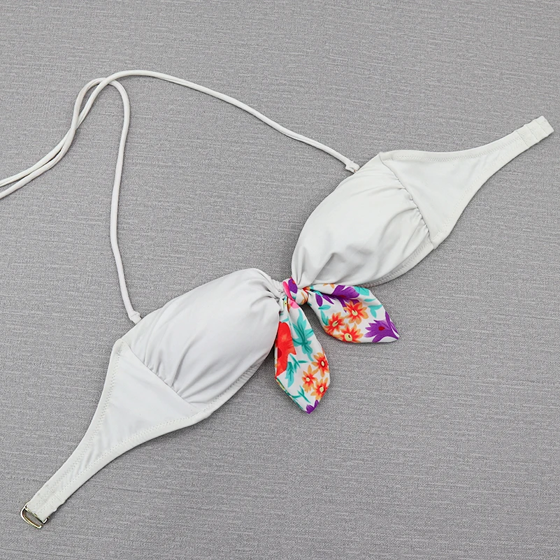 Женский леопардовый принт бикини с бантом топы Сексуальная купальная пляжная