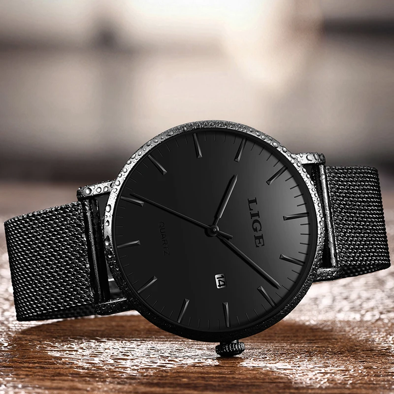 LIGE новые часы мужские s 2019 модные простые из нержавеющей стали циферблат с датой