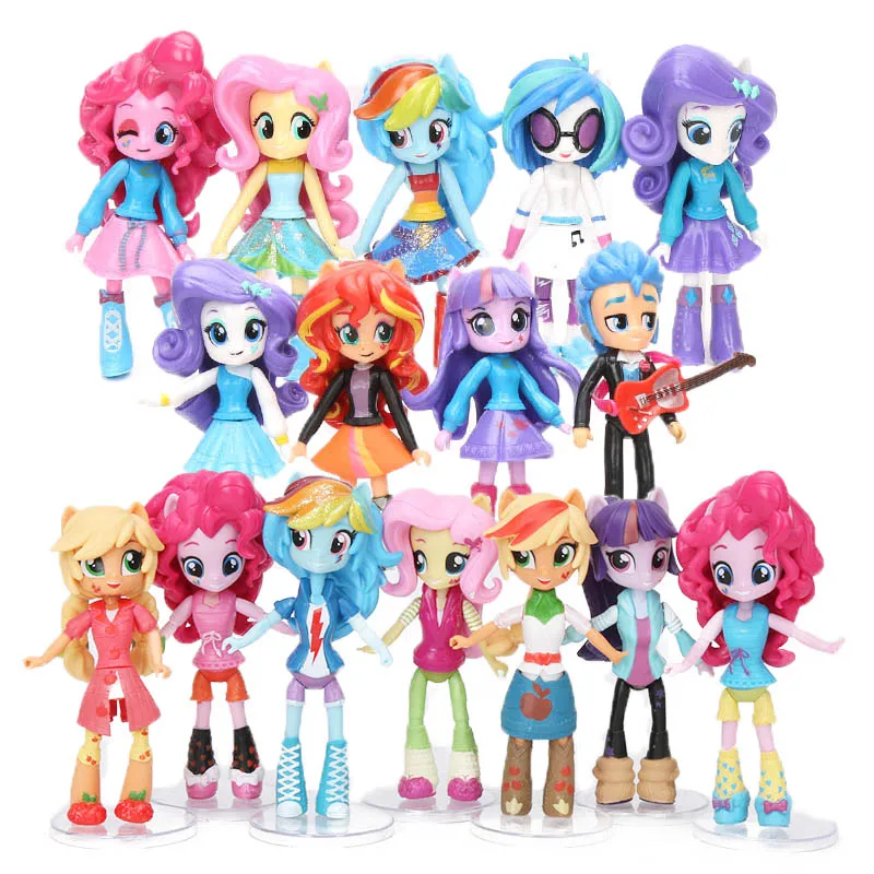 12 см 9 шт. 7 шт. игрушки My Little Pony friendly Is Magic Pony Набор фигурок Twilight Sparkle Rainbow Dash Fluttershy модель куклы - Цвет: 16pcs per set