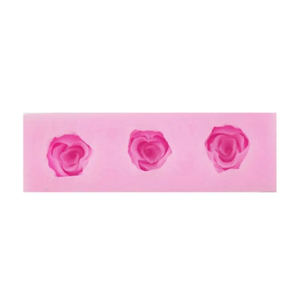 Мини 3 отверстия Роза Sugarcraft силиконовая формочка в виде цветов помадки