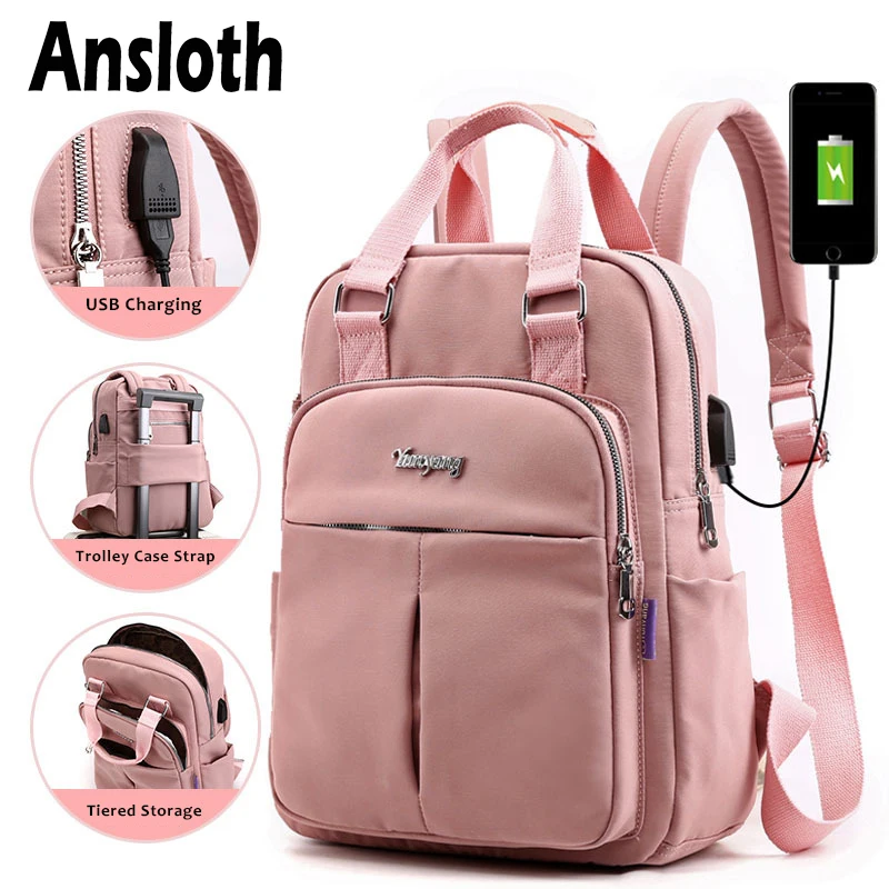 Водонепроницаемый нейлоновый рюкзак для ноутбука с USB зарядкой и защитой от