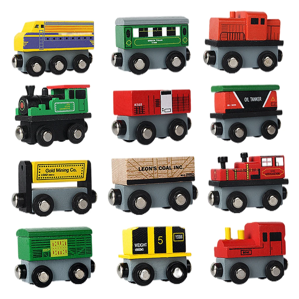 

12 Pieces Railway Wooden Train Set Collection Toy Birthday Gifts