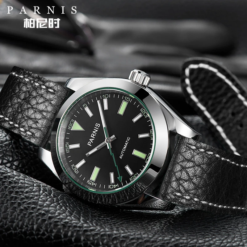 Модные механические Автоматические Мужские часы 40 мм Parnis повседневные мужские