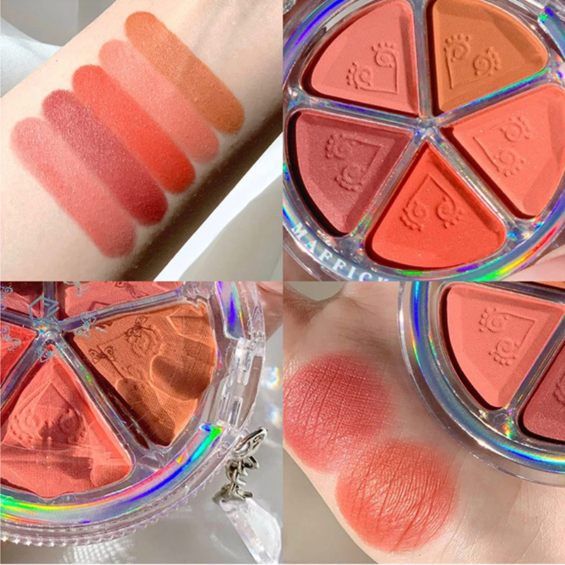 

5 Color in 1 Matte Glitter Eyeshadow Blush Highlight Palette Long-lasting Eyeshadow Pigment Diamond Shimmer Shiny Makeup