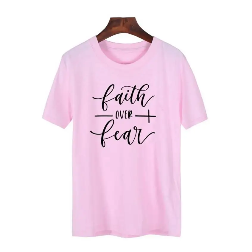 

Faith Over Fear Christian T-Shirt Religion Clothing For Women Faith Shirt Graphic Fearless Slogan Vintage Grunge Tops Girl Tees