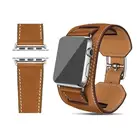 Ремешок из натуральной кожи для Apple Watch Band se 42 мм, Кожаный Браслет-манжета с адаптером для iWatch 38 40 44, Series54321