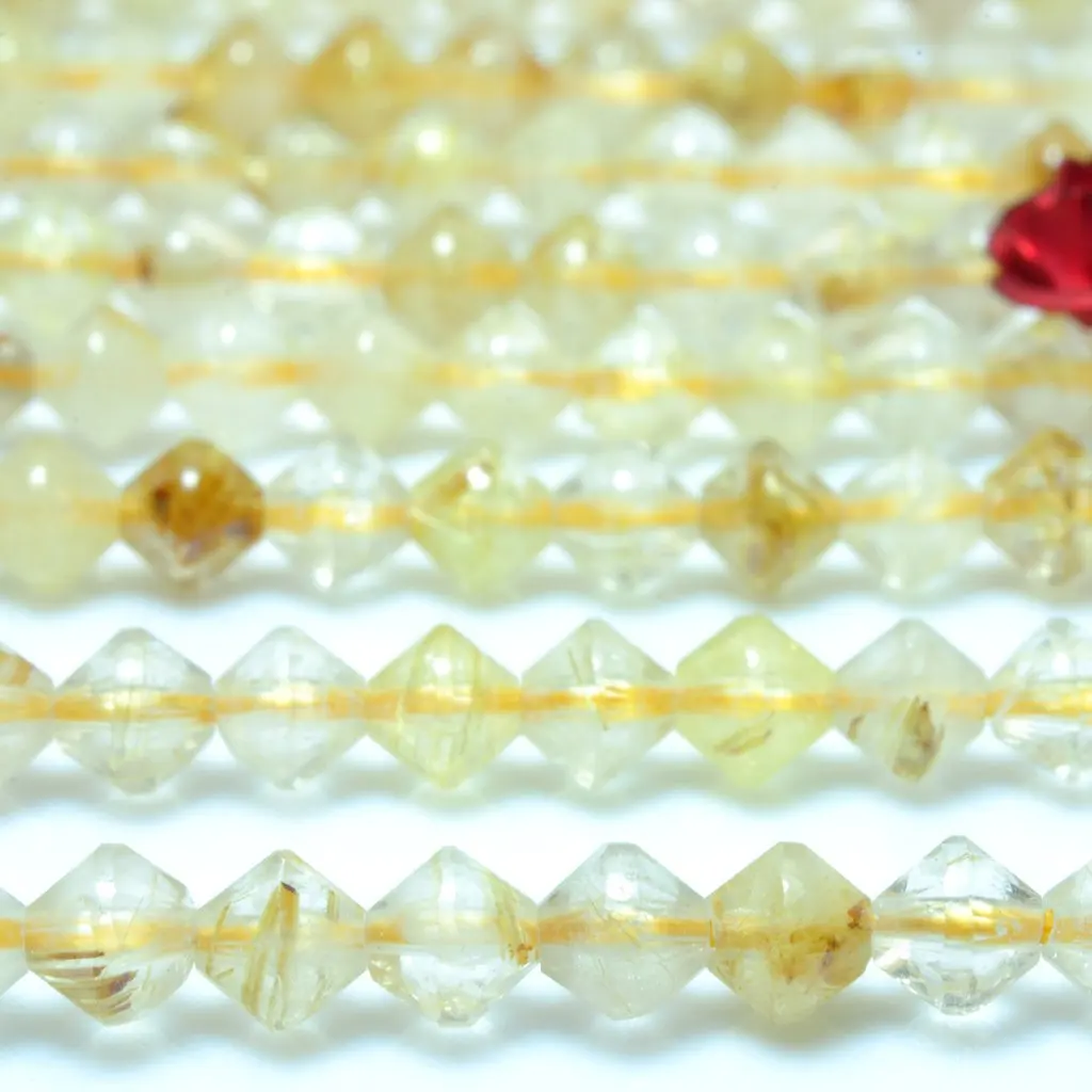 Натуральный Золотой Рутиловый Кварц Граненый диск камушки-бусинки Rondelle бусины