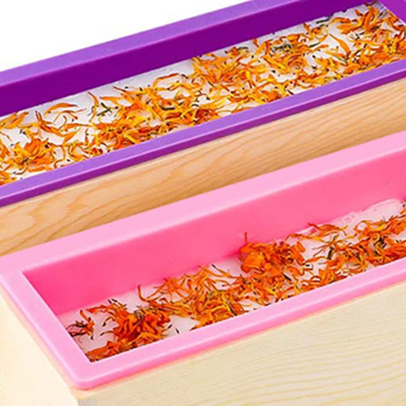 

2Pcs 32Oz Loaf Soap Mold, Rectangular Silicone Mold Set for Making Soap, with Wooden Boxes, with Cutter