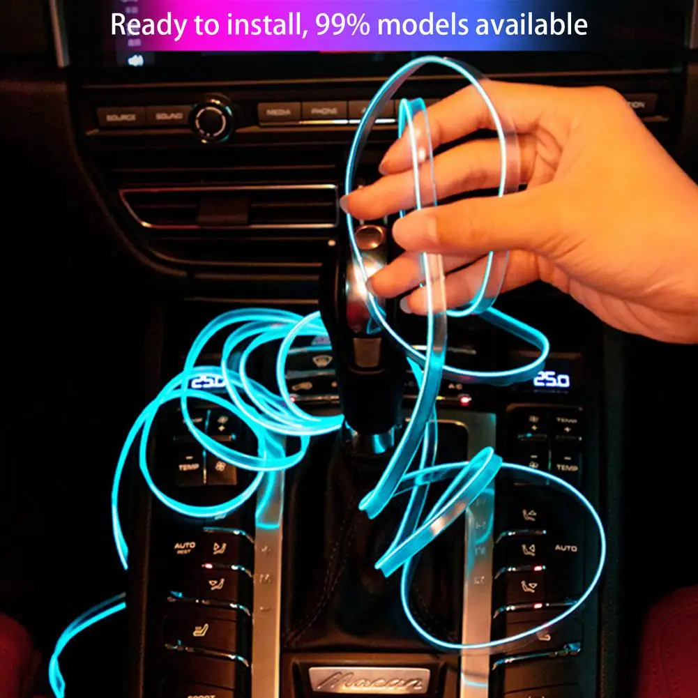 

Car LED Strip Decoration Atmosphere Light Lighting Interior Accessories Auto DIY Flexible Tube Color Ambient Light With USB