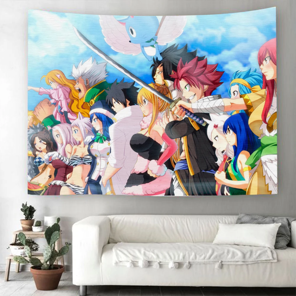 Fairy Tail Tapestry Wall Hanging TV Animation Comic Cartoon For Kids Carpets Home Room Dorm Decor | Дом и сад