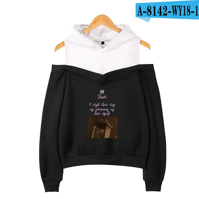 black Новая Мода Kpop Bangtan толстовка с капюшоном, толстовка IDOL You Can't Stop Me Love Myself, Женская толстовка Bangtan с капюшоном для мальчиков, толстовки с открытыми плечами - Цвет: black