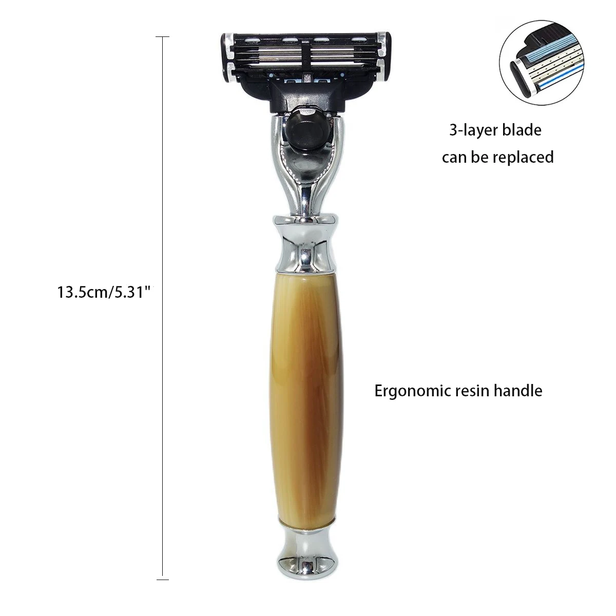 Machine Faux Horn Resin Handle With Mach 3 Blade Original Gift For Man