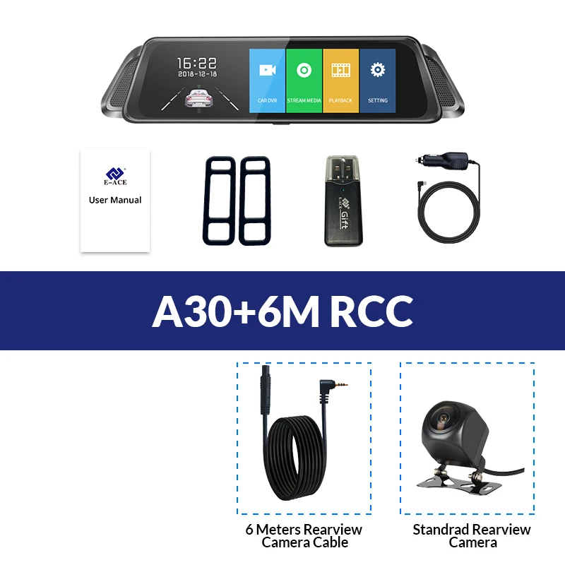 E-ACE, 10 дюймов, Автомобильный видеорегистратор, зеркало FHD 1080 P, видеорегистратор, автомобильная камера, двойной объектив, с камерой заднего вида, авто Регистратор