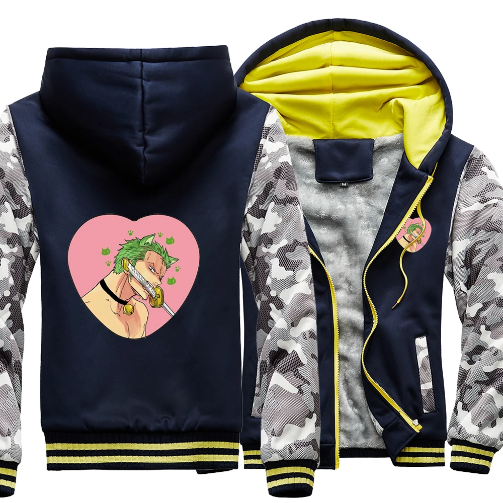 

One Piece Japanese Anime Kawaii Roronoa Zoro Street Hoodies Winter Warm Outdoor Printed Hoodie Top Men Casual Fitted Sweatshirt