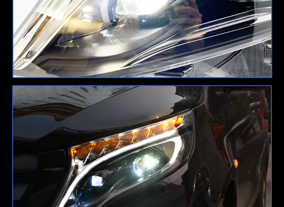 Фары для автомобиля Benz VITO 2013- DRL дневные ходовые огни головная лампа светодиодный Биксеноновая лампа Противотуманные фары тюнинг автомобильные аксессуары