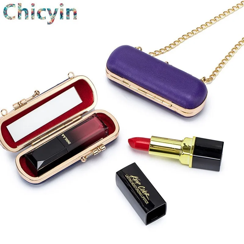 

Woman Mini Lipstick Bag The Portable Cosmetic Case Single With Mirror Sheepskin Lipstick Box Lipstick Box.