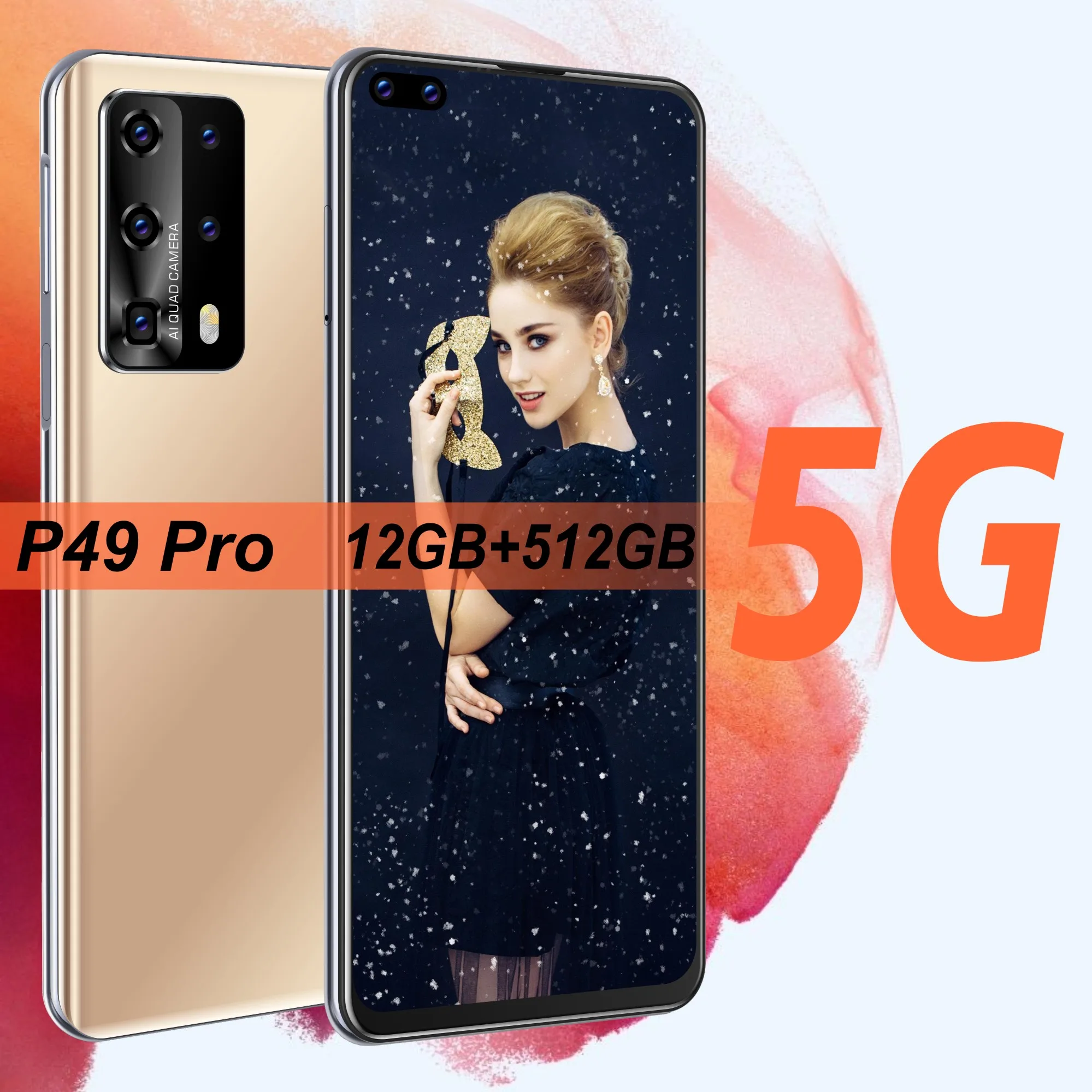 P49 Pro 2021 Newest  8CORE 256GB 5G Smartphone 7.2 inch Left 10 core 4G network Mobile Phones Android 9.1 4800mAh Battery