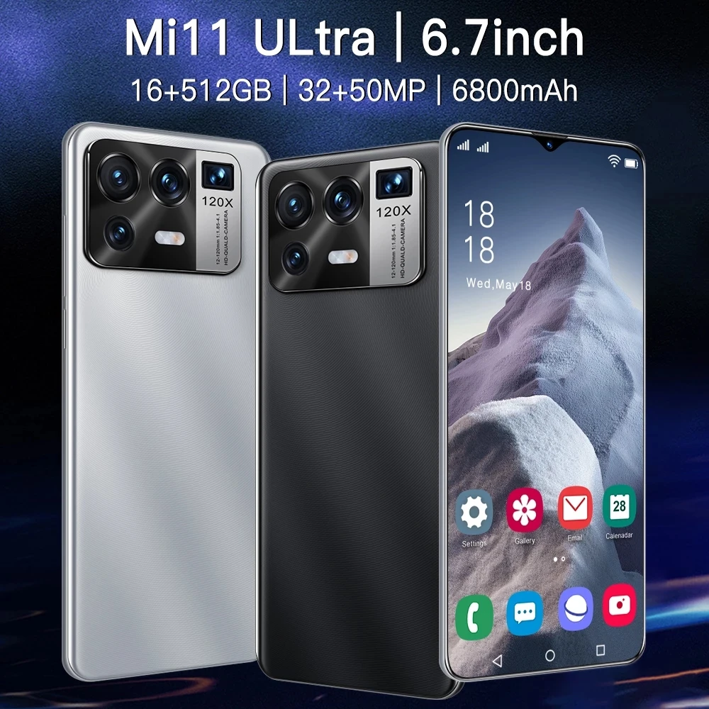 

6.7 Inch Mi 11 Ultra Global Version Smartphone 16+512GB 6800mAh Phone Full Screen Supports Google Wifi 5G Phone Fast Shipping