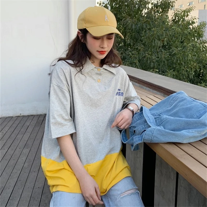 Футболка женская с коротким рукавом и отложным воротником | Женская одежда