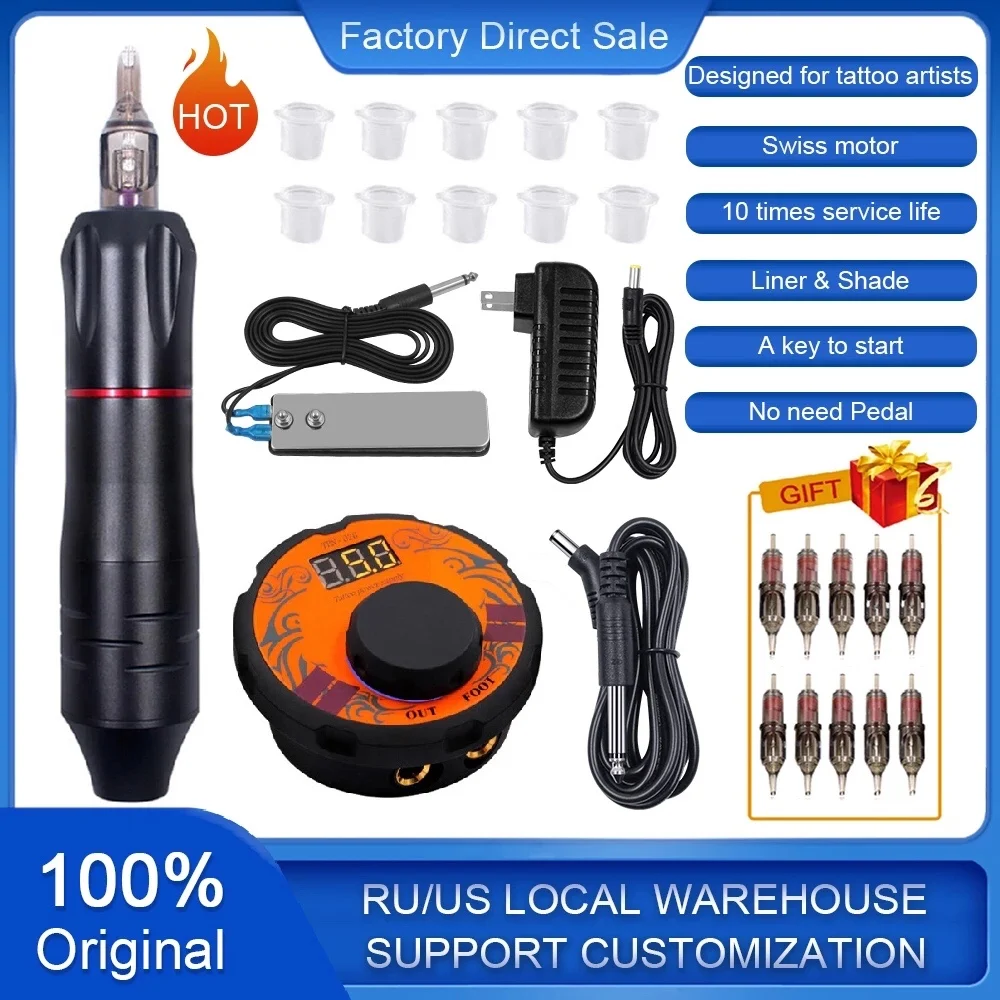 

Профессиональная роторная тату-машинка, ручка, тату-пистолет, оборудование для полуперманентного макияжа бровей, микроблейдинга с тату-игл...