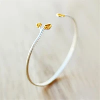creative personality korean style fashion silver plated jewelry bracelets leaf branch golden leaves bangles sb136