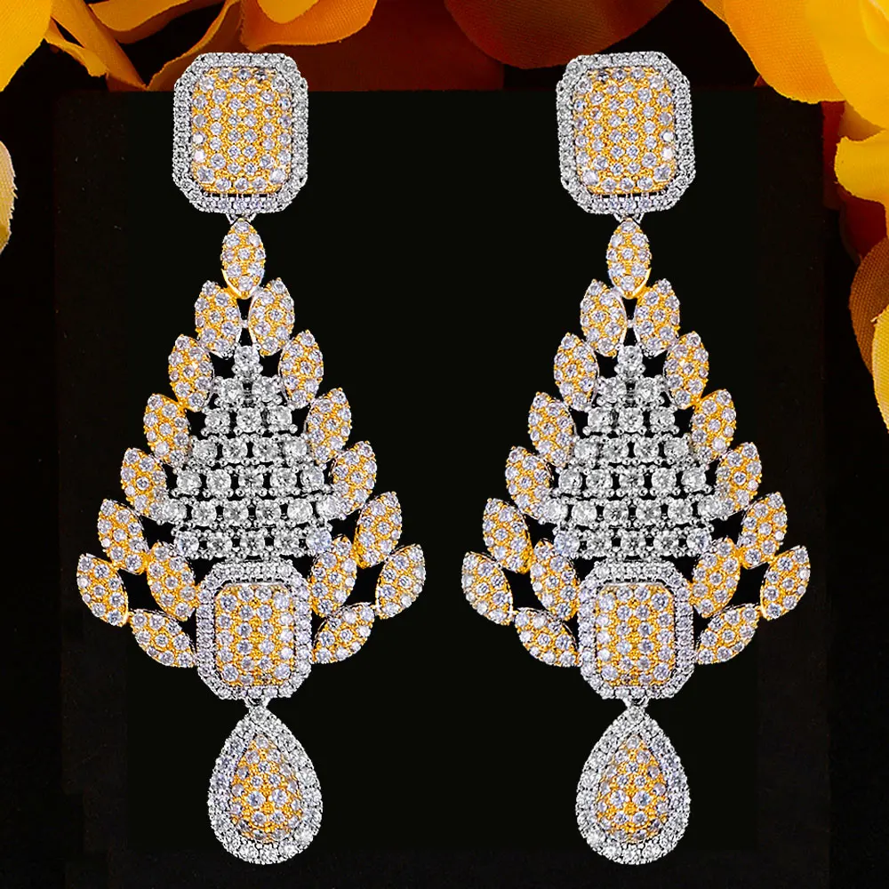 

Blachette Luxe Bladeren Dangle Oorbellen Voor Vrouwen Wedding Zirconia Cz Dubai Bridal Earrings Sieraden Jewelry Accessories