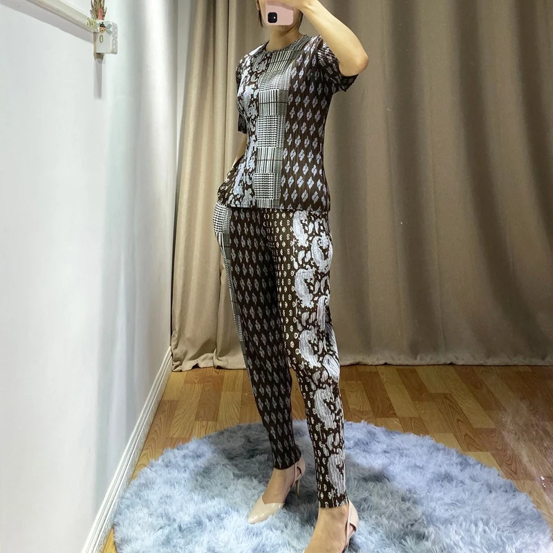 2020 Летний Новый женский костюм модная винтажная рубашка с круглым вырезом и