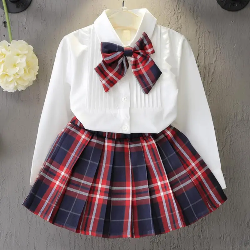 

Keelorn Girls Classic Clothing Set Spring Long Sleeves Kids Princess Top and Skirt Designed 2Pcs Suits School Uniform Clothes