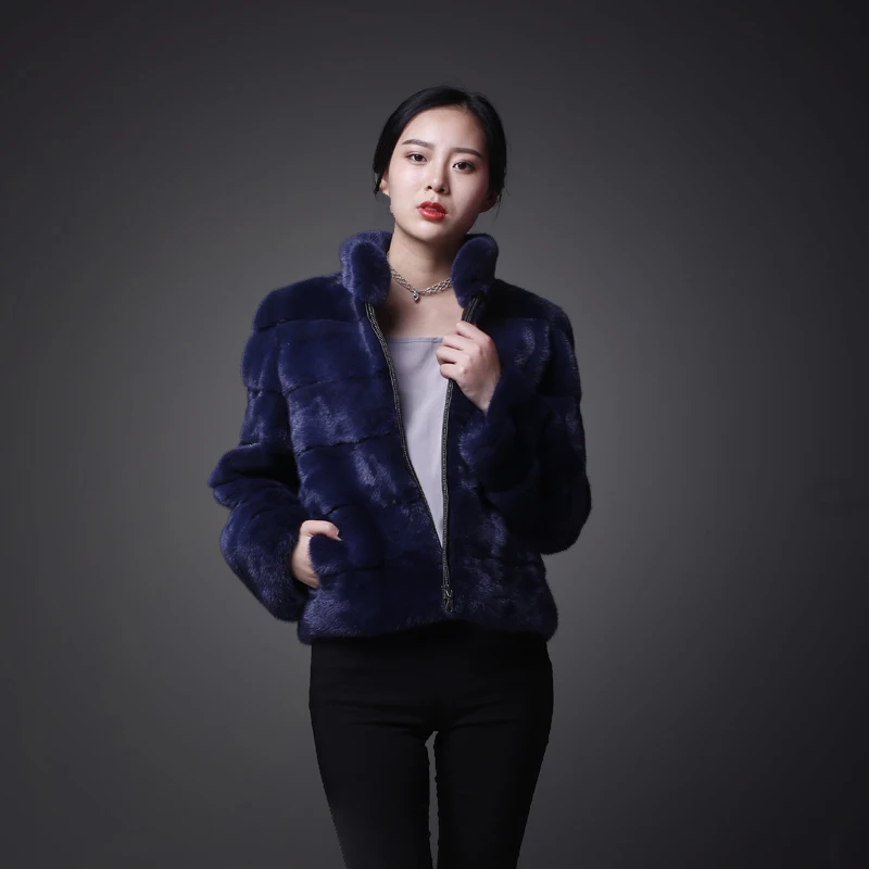 

Winter Women Genuine Coats Autumn Warm Thick Real Mink Fur Jackets Short Slim Elegant Female Outwear MF292