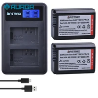 2pcs 1600mah np fw50 np fw50 camera battery lcd usb dual charger for sony alpha a6500 a6300 a6000 a5000 a3000 nex 3 a7r