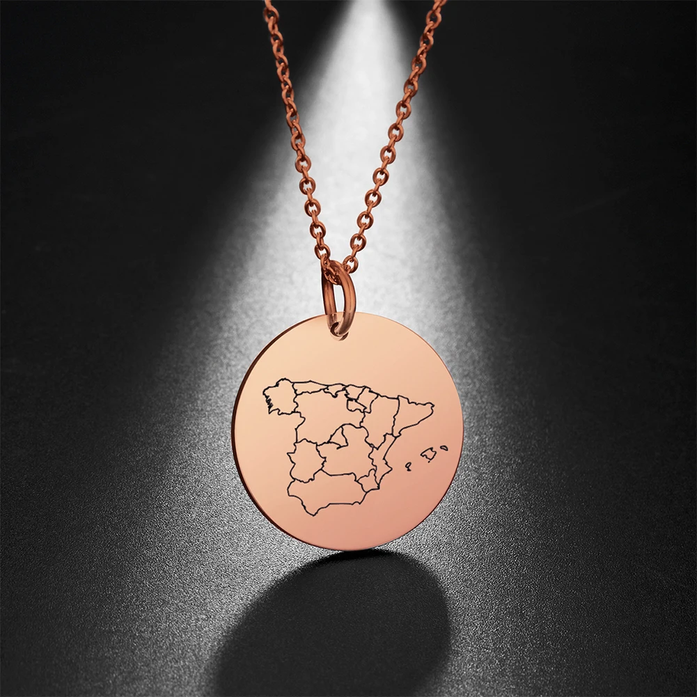 Fishhook Испания карта ожерелье розовое золото цвет нержавеющая сталь для испанских