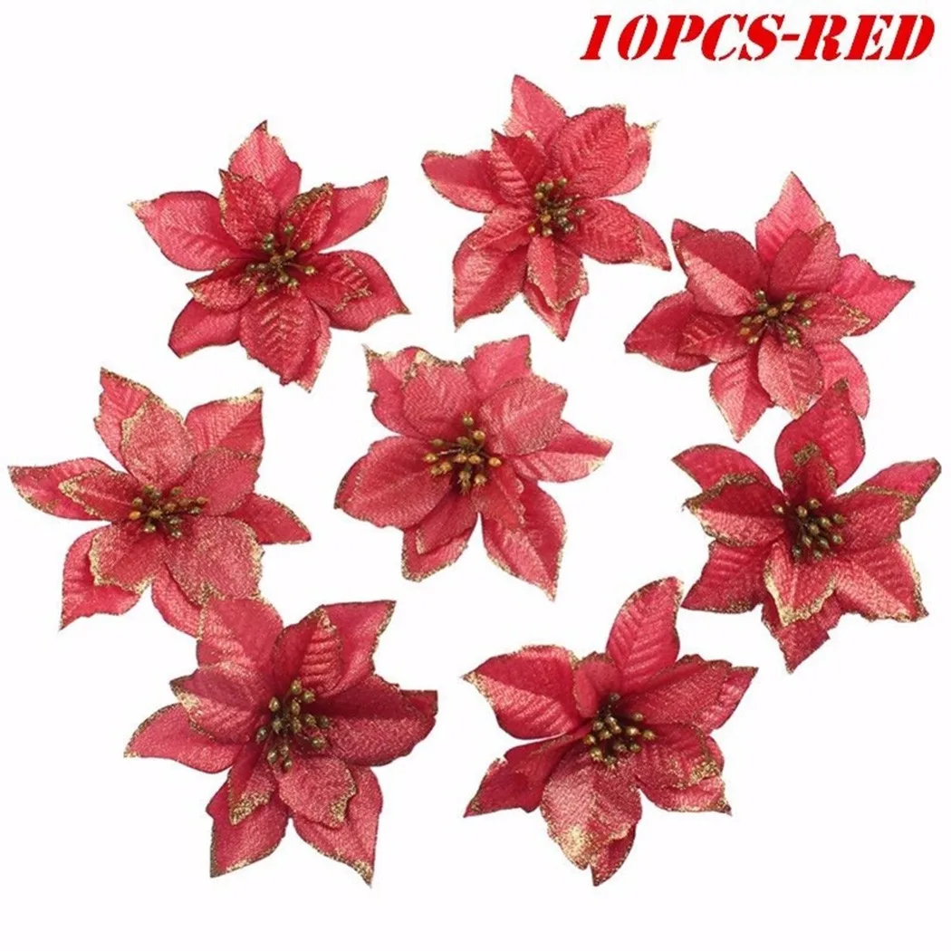 

10X Christmas Flower 13-15cm 3 Layer Simulation Christmas Flowers Christmas Tree Decoration Christmas