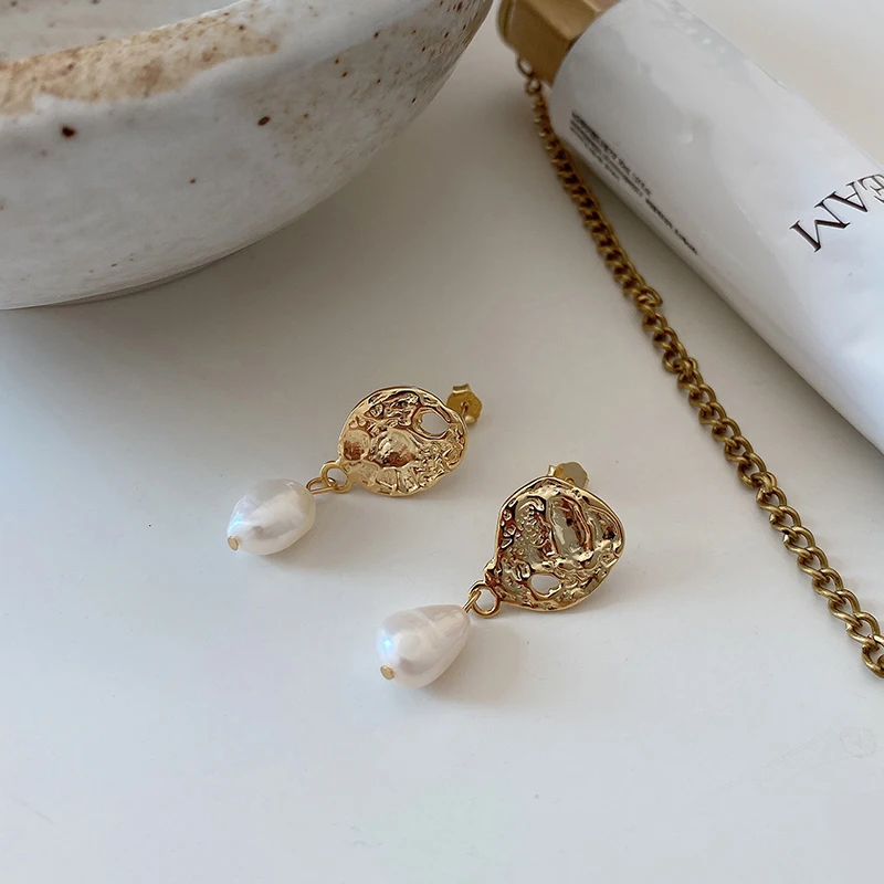 Kinel 100% Стерлинговое Серебро 925 пробы натуральные серьги с барочным жемчугом 18 К